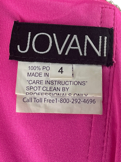Vestido De Fiesta Jovani Detalles De Pedrería Asimétrico Rosado - Talla 4