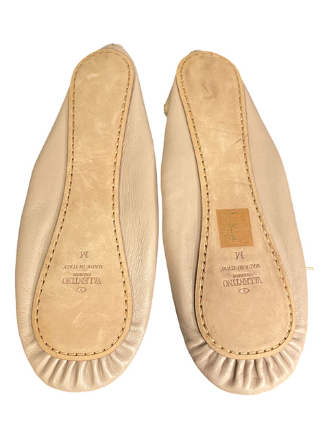 Zapato Valentino Garavani Rockstud Ballet Ballerina Flats Punta redonda Beige - Talla 35