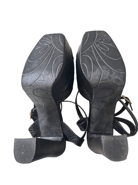 Sandalia Bon Bonite Tiras Tacón alto Punta abierta Negro - Talla 6