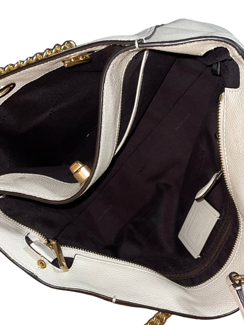 Cartera Coach Turnlock Chain Tote 27 Liso Blanco - Talla U