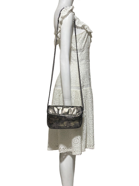 Cartera Sandra Robert’s Sr2 Cadenas Metalizado Plateado - Talla U