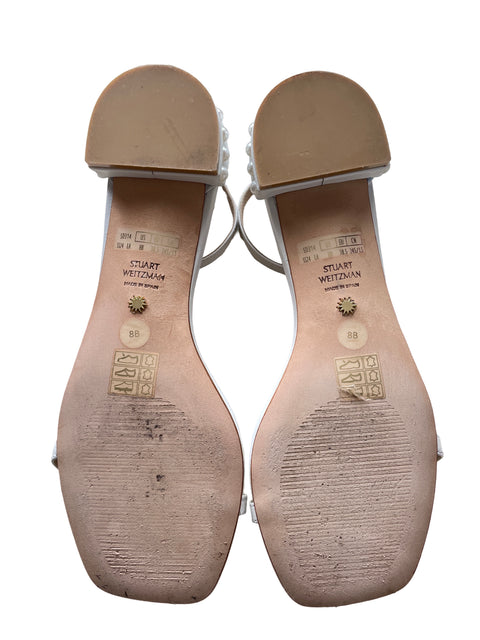 Tacón Stuart Weitzman Tacón bajo Perlas Blanco - Talla 38.5
