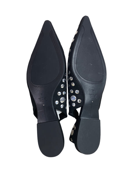 Zapato Zara Destalonado Brillo Negro - Talla 39
