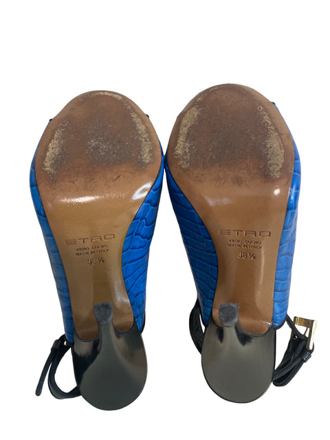 Zapato Etro Destalonado Texturizado Azul - Talla 38.5
