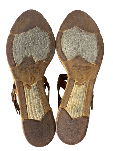 Zapato Ralph Lauren Plataforma Tiras Marrón - Talla 9