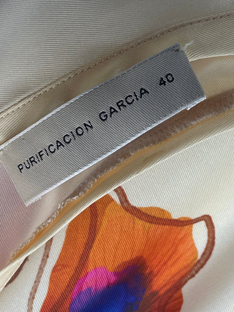 Vestido Purificación García Floral Maxi Beige - Talla M