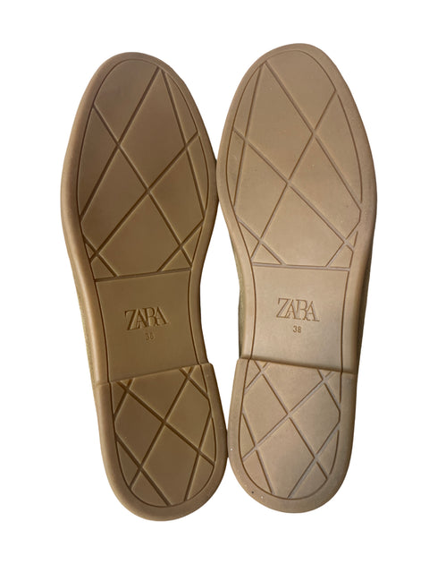 Zapato Zara Mocacines Terciopelo Beige - Talla 38