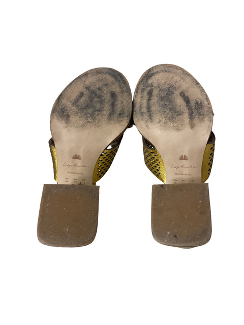 Zapato Luiza Barcelos Tacón cuadrado Troquelado Dorado - Talla 39