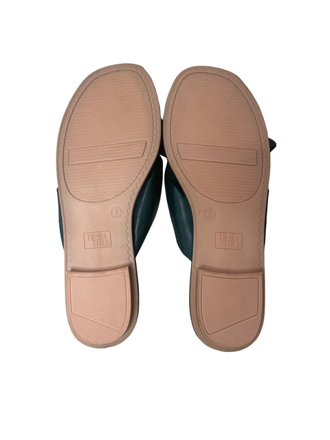 Sandalia Time And Tru Tiras Lazo Verde - Talla 7