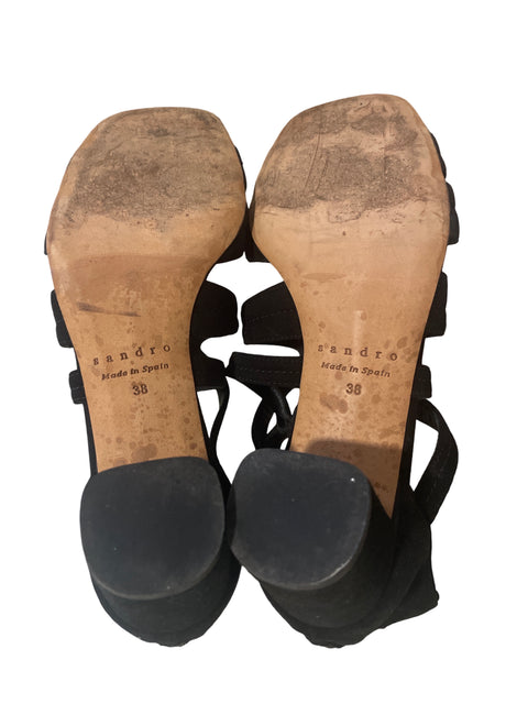 Zapato Sandro Tiras Zipper Negro - Talla 38