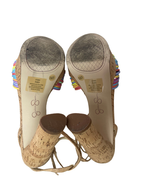 Sandalia Jessica Simpson Tiras Punta abierta Beige - Talla 8.5