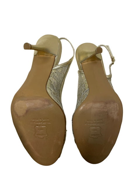 Zapato Stuart Weitzman Punta abierta Stiletto Dorado - Talla 7