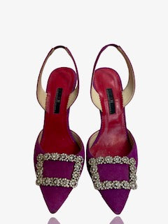 * Estiletos Carolina Herrera Crystal Embellished Fuscia - Talla 37