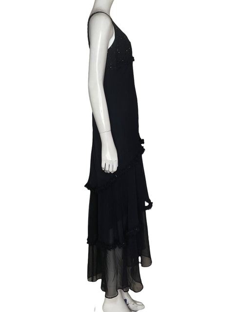 Vestido De Fiesta Js Collections Maxi Brillo Negro - Talla 8