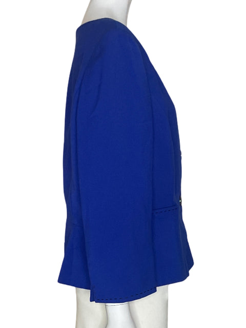 Chaqueta Tahari Liso Bordado Azul - Talla 12
