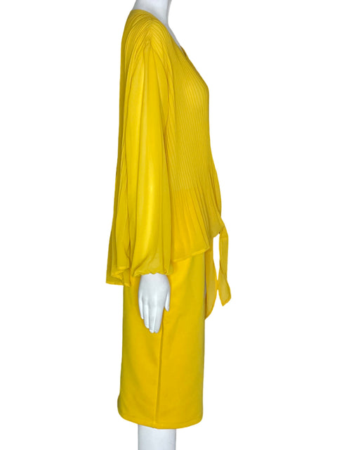 Conjunto Thalia Plisado Falda Amarillo - Talla XL