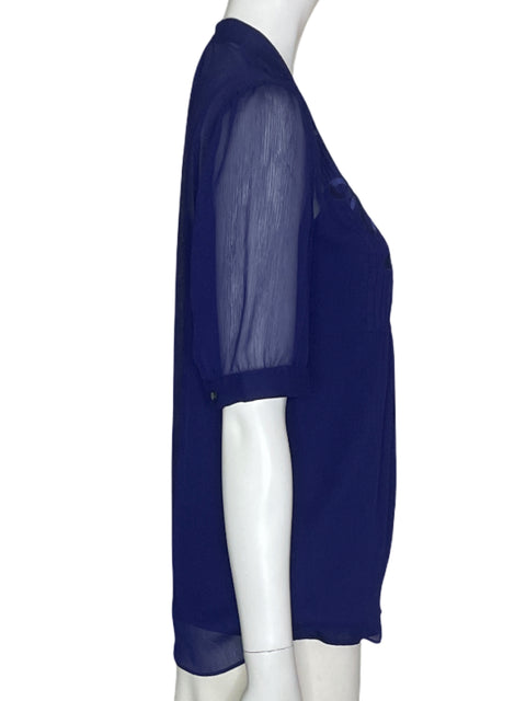 Blusa Banana Republic Encaje Plisado Azul - Talla XS