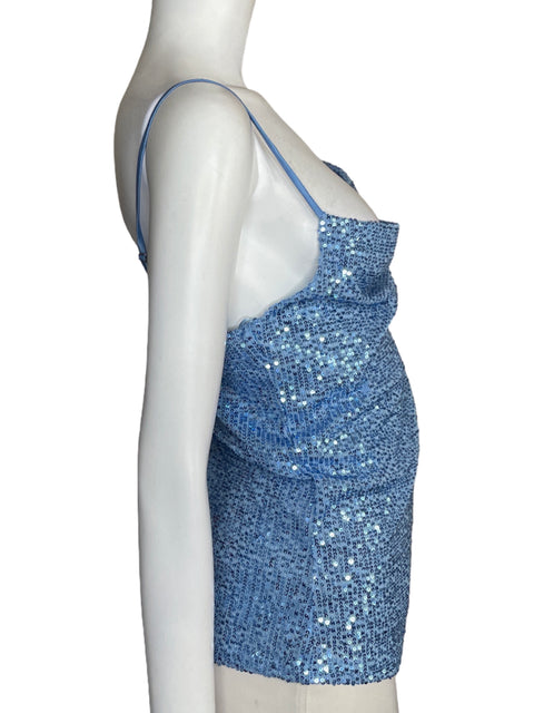 Top Lalavon. Lentejuelas Tirantes Azul - Talla L