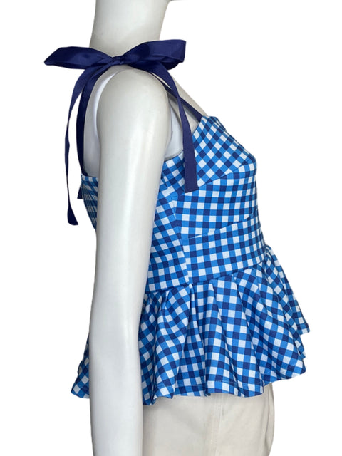 Blusa Infinitamente Cuadros Lazos Azul - Talla L