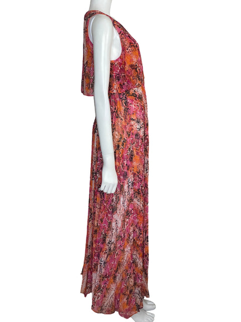 Vestido Calvin Klein Plisado Estampado Rosado - Talla S