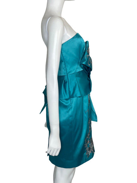 Vestido Karen Millen Mini Strapless Azul - Talla 8