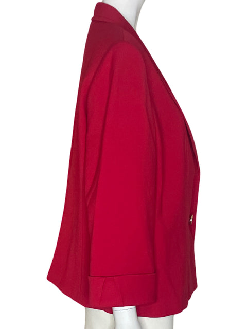 Chaqueta Tahari Liso Botones Rojo - Talla 16