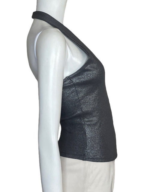 Blusa Zara Halter Brillo Gris - Talla L