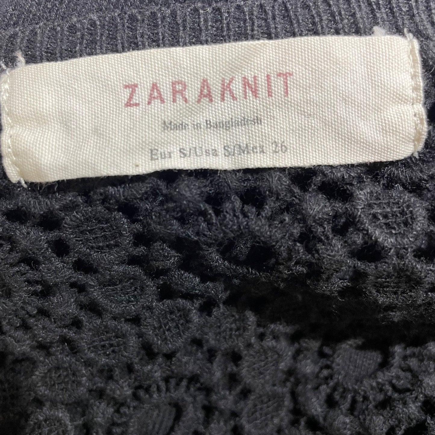 Cardigan Zara Crochet Negro - Talla S
